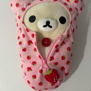 The 
Korilakkuma San-X Original Strawberry Pattern Pink Sleeping Bag Plush
